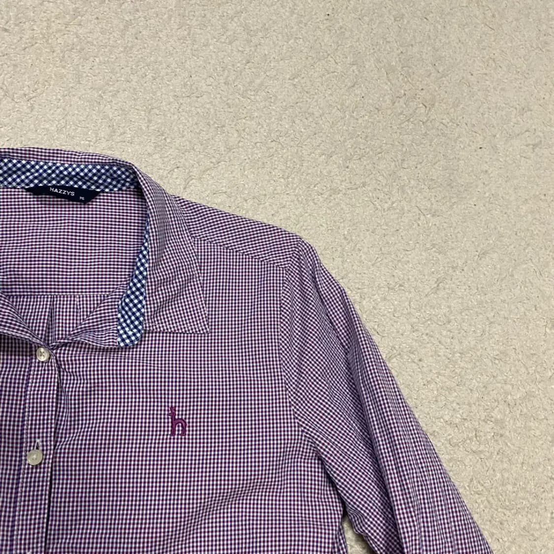 HAZZYS 헤지스 퍼플 체크 셔츠 여성 95 상품이미지2