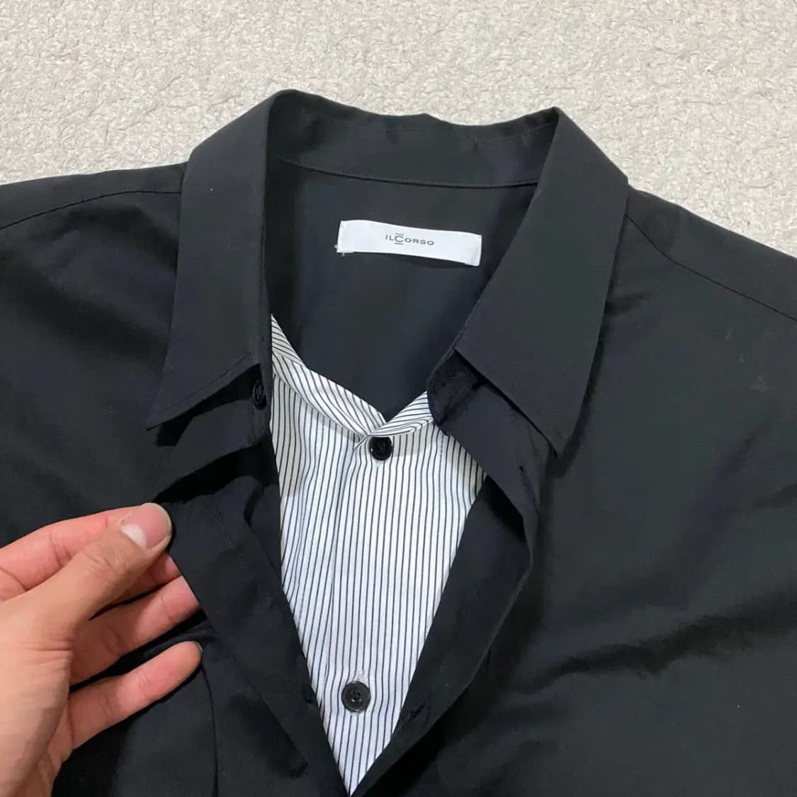 일꼬르소 IL CORSO 블랙 셔츠 스트라이프 레이어드 100 상품이미지3