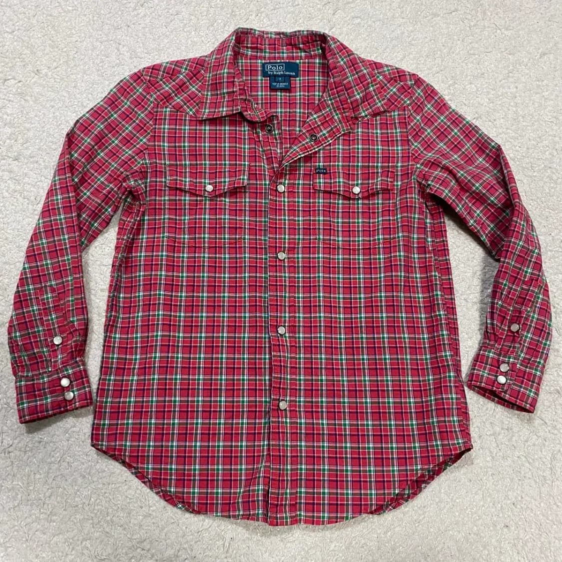 폴로 랄프로렌 아동 키즈 체크 셔츠 레드 7 상품이미지1