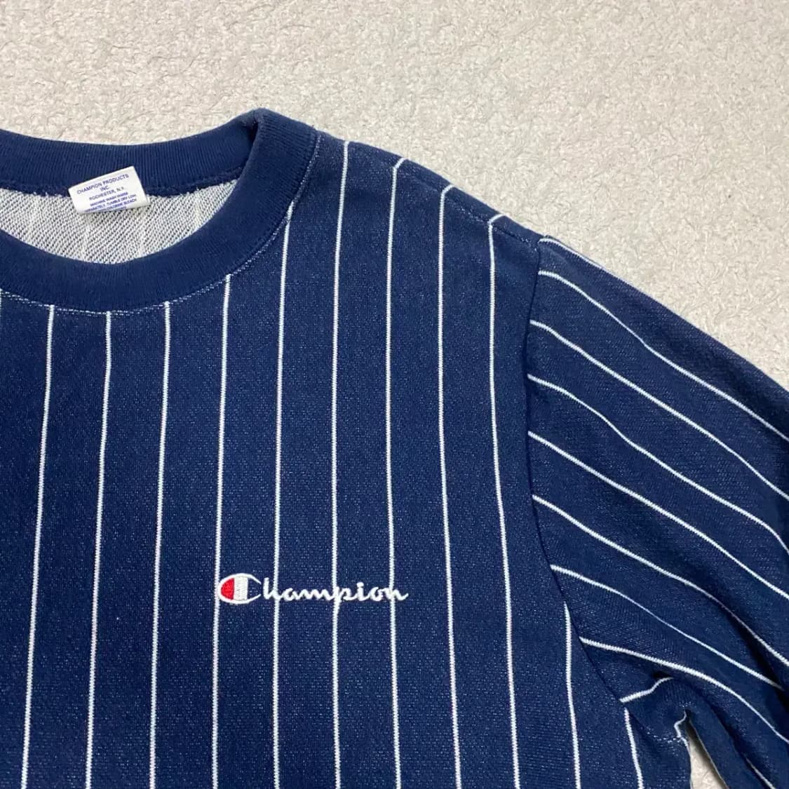 챔피온 네이비 스트라이프 맨투맨 xl 상품이미지2