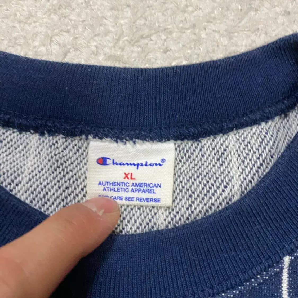 챔피온 네이비 스트라이프 맨투맨 xl 상품이미지3