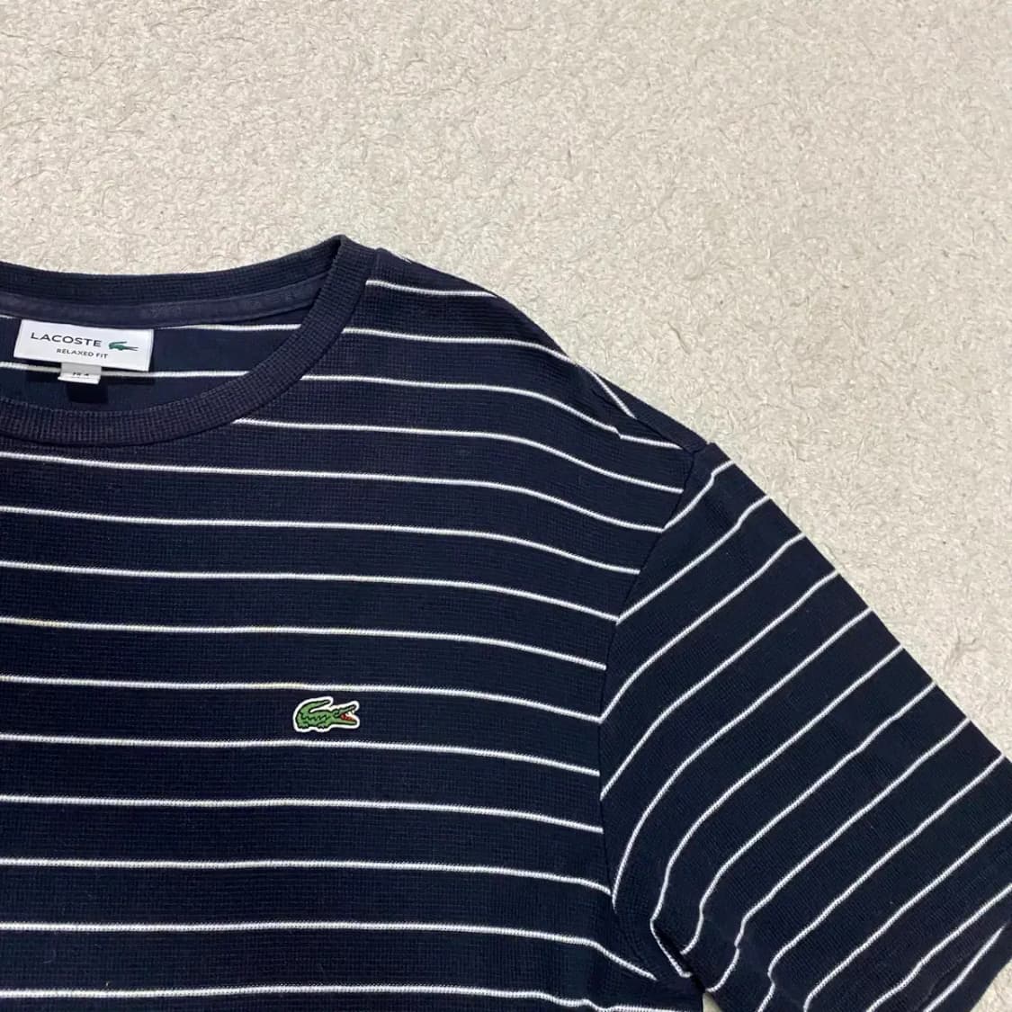 라코스테 네이비 스트라이프 반팔 티셔츠 m 100 상품이미지2
