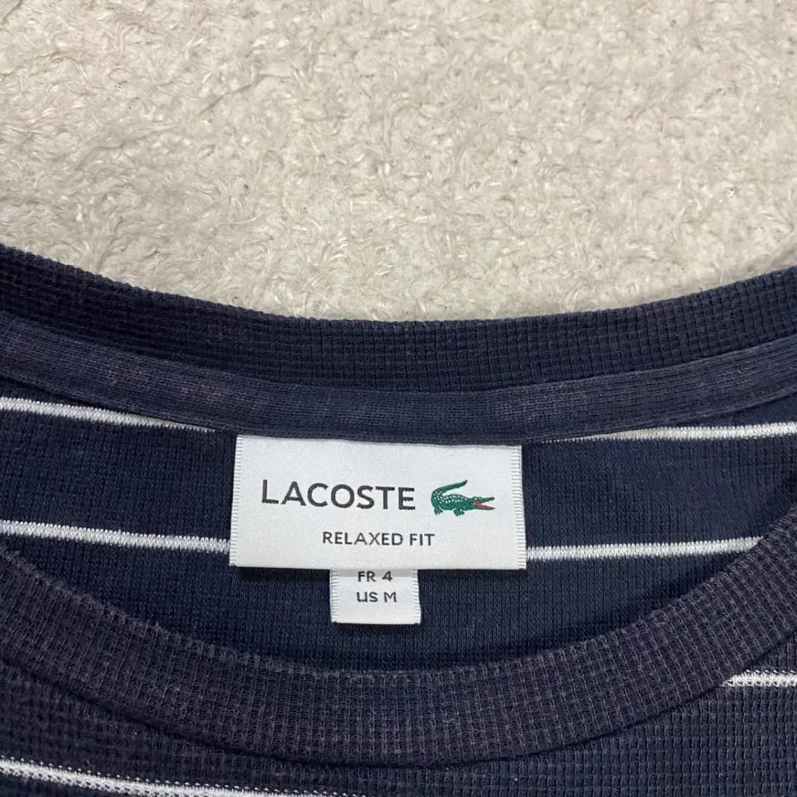 라코스테 네이비 스트라이프 반팔 티셔츠 m 100 상품이미지3