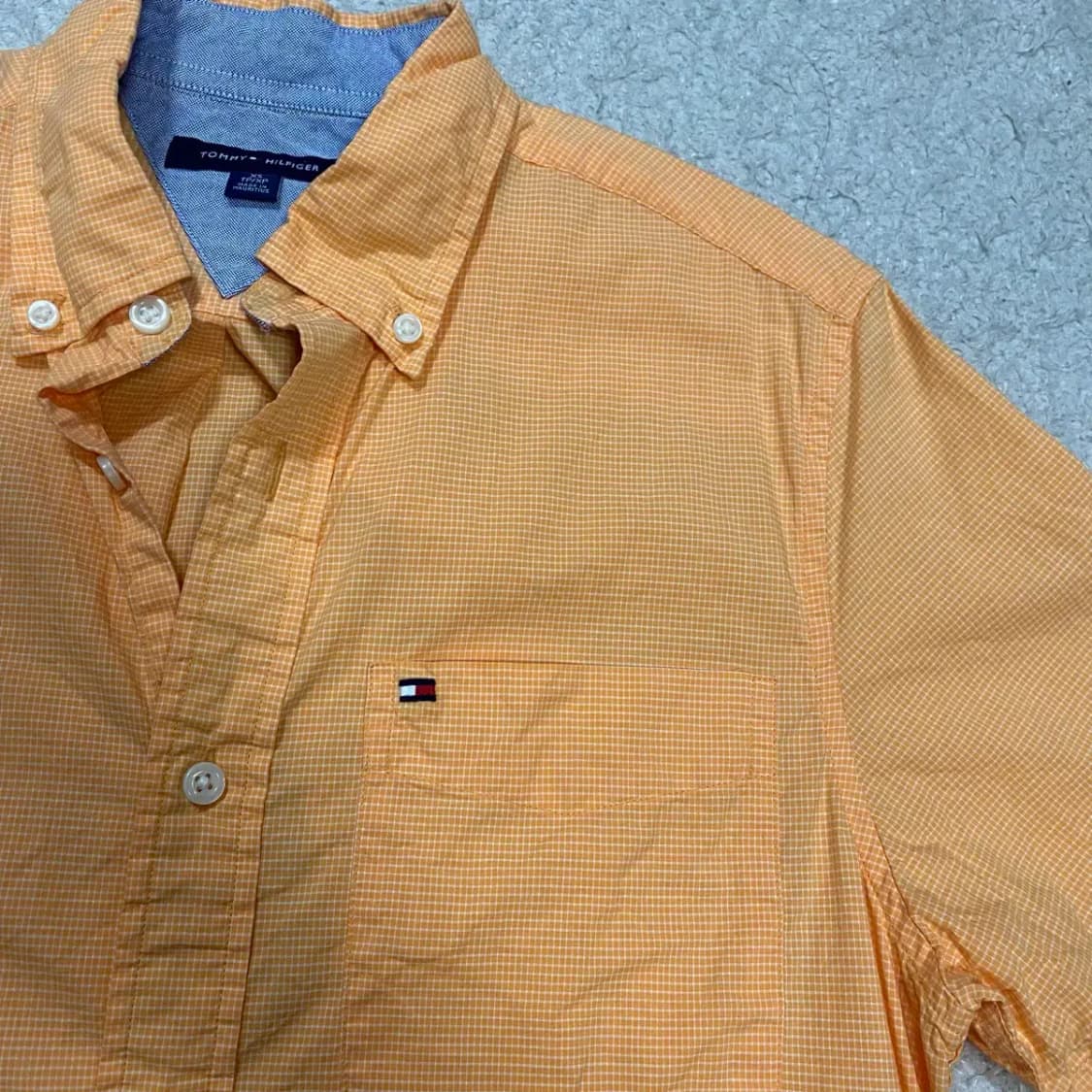 타미힐피거 오렌지 반팔 체크 셔츠 xs 상품이미지2