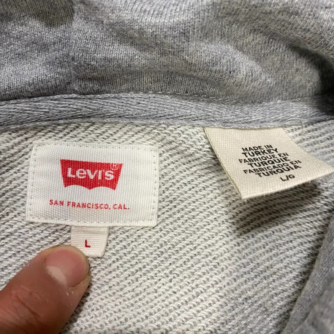 리바이스 LEVI'S 기모 후드집업 그레이 L 100 상품이미지3