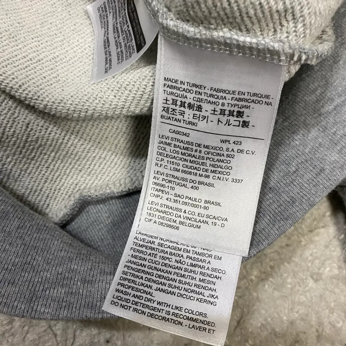 리바이스 LEVI'S 기모 후드집업 그레이 L 100 상품이미지4
