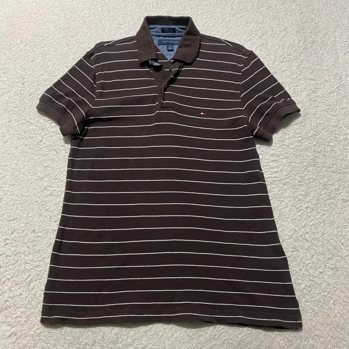 타미힐피거 브라운 스트라이프 반팔 카라티 m 상품이미지1