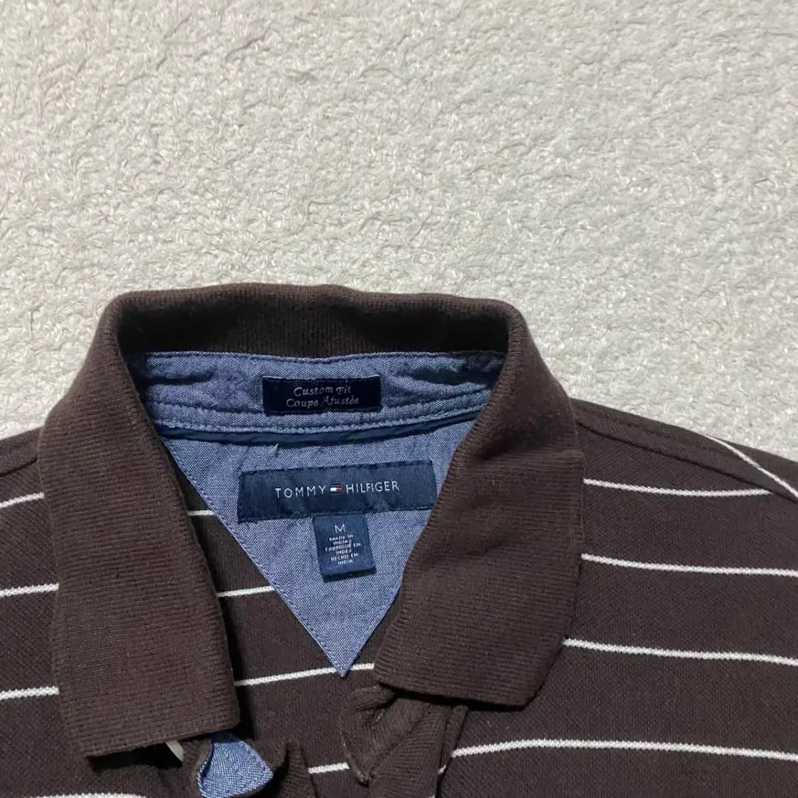 타미힐피거 브라운 스트라이프 반팔 카라티 m 상품이미지2