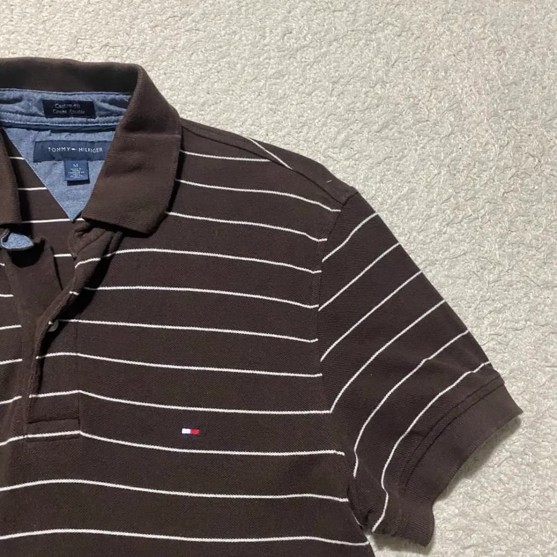 타미힐피거 브라운 스트라이프 반팔 카라티 m 상품이미지3