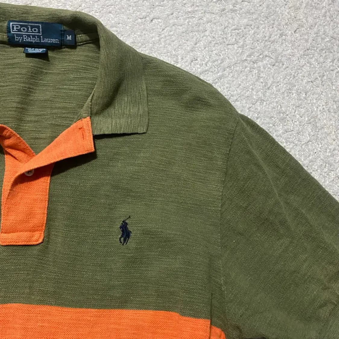 폴로 랄프로렌 멀티 스트라이프 카키색 반팔 카라티 m 상품이미지4