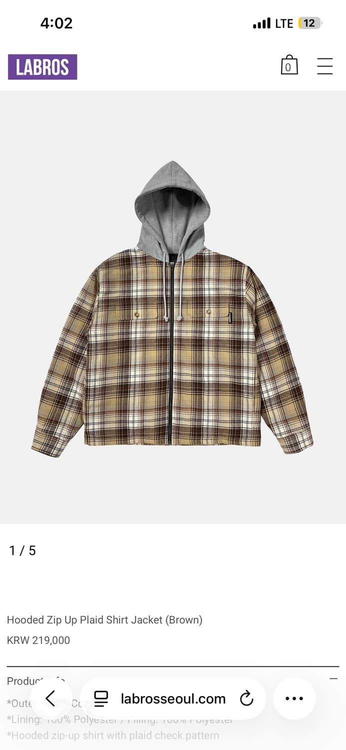 라브로스 Plaid Shirt Jacket 후집 사이즈 교환 상품이미지1