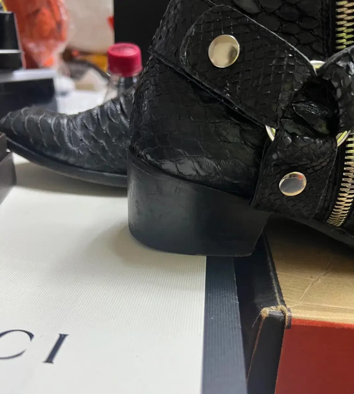 생로랑 모터사이클 와이어링 아나콘다 뱀피 부츠 상품이미지6