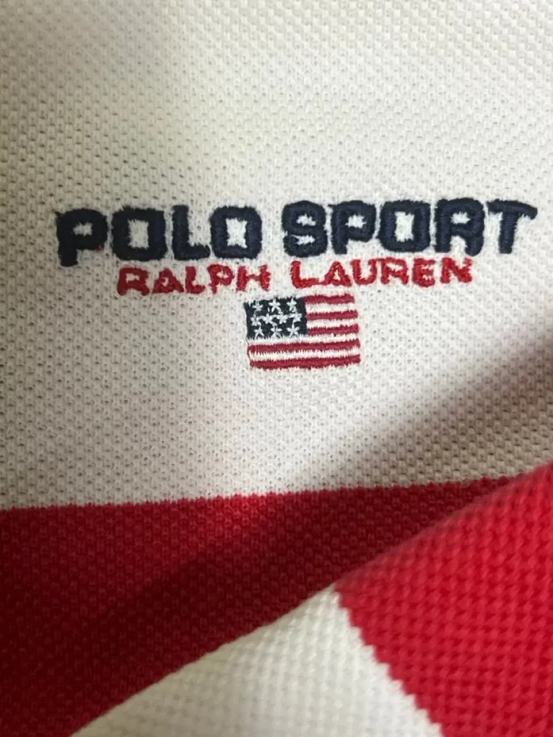90s 폴로 스포츠 럭비 폴로셔츠 레드 화이트 L 상품이미지7