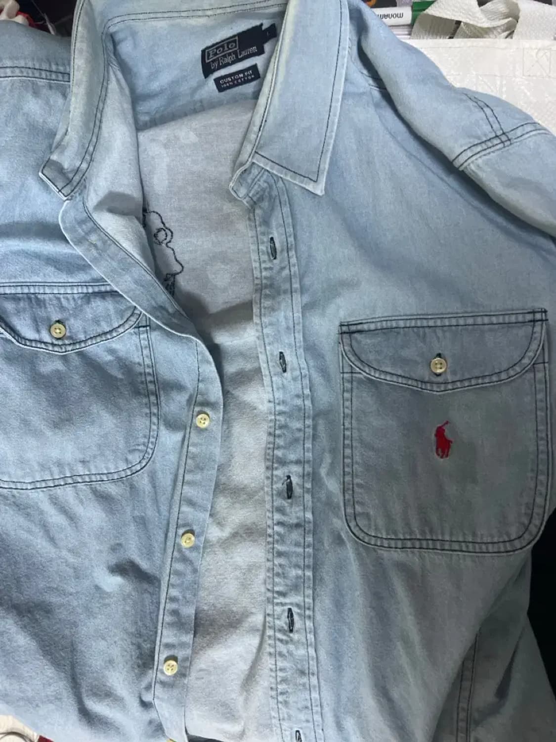 폴로 데님 셔츠  긴팔 남방 성조기 usa L 상품이미지6