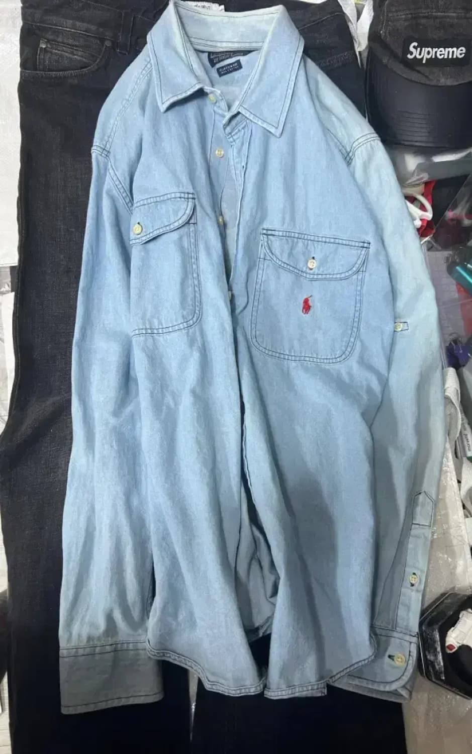 폴로 데님 셔츠  긴팔 남방 성조기 usa L 상품이미지8