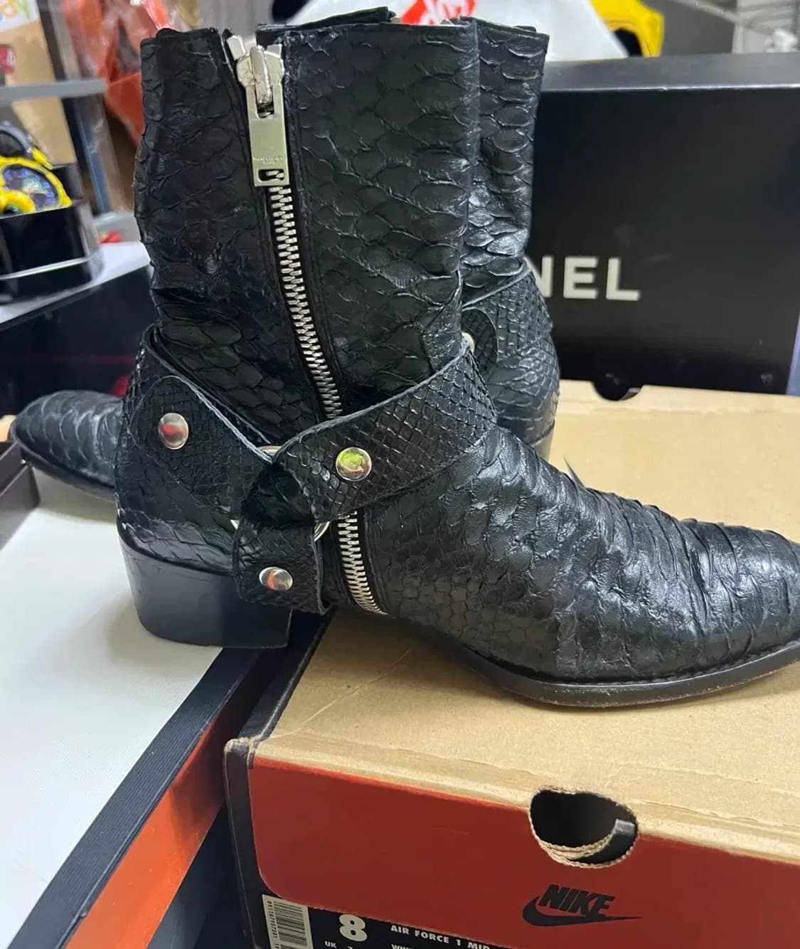 생로랑 모터사이클 와이어링 아나콘다 뱀피 부츠 상품이미지5