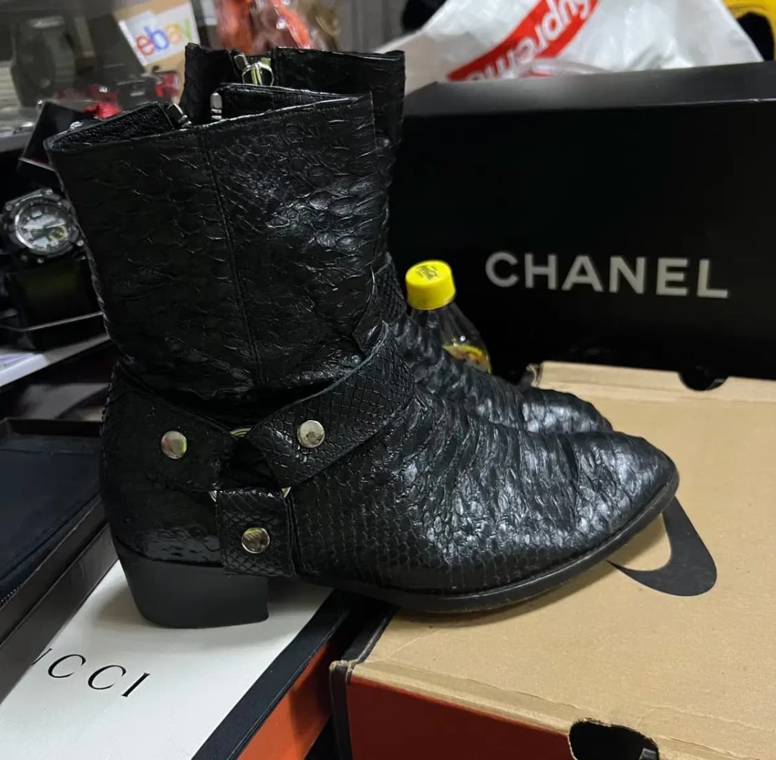 생로랑 모터사이클 와이어링 아나콘다 뱀피 부츠 상품이미지7