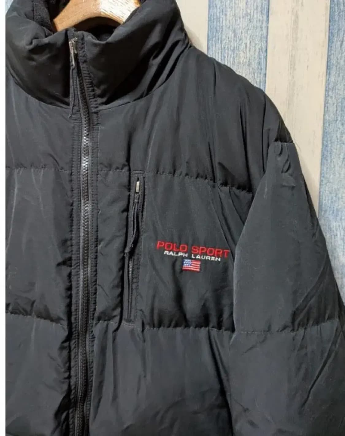 폴로 스포츠 블랙 성조기 usa 패딩 L 상품이미지5