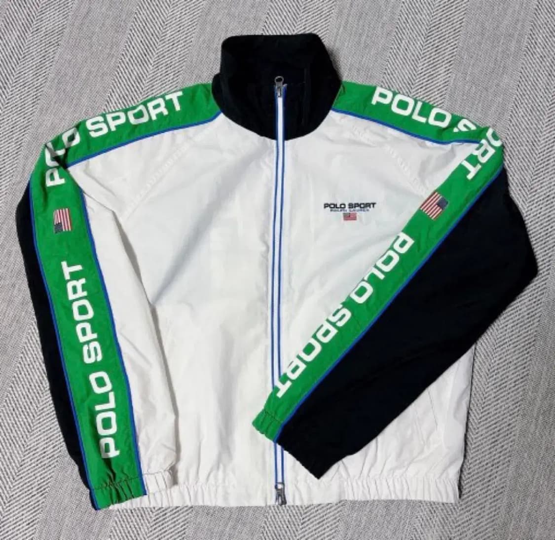 폴로 스포츠 바람막이 자켓 화이트 그린 블랙 M 상품이미지1