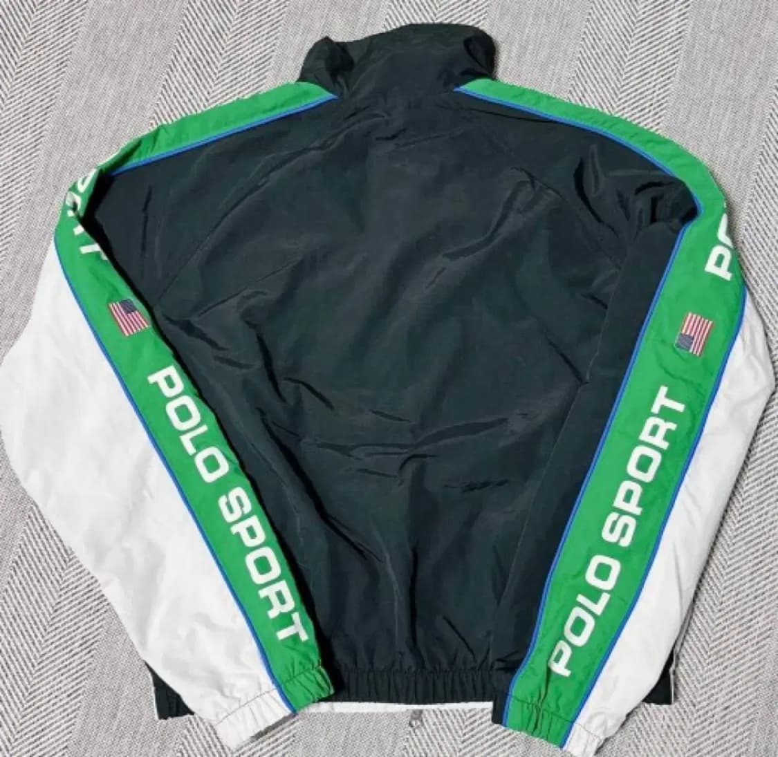 폴로 스포츠 바람막이 자켓 화이트 그린 블랙 M 상품이미지2