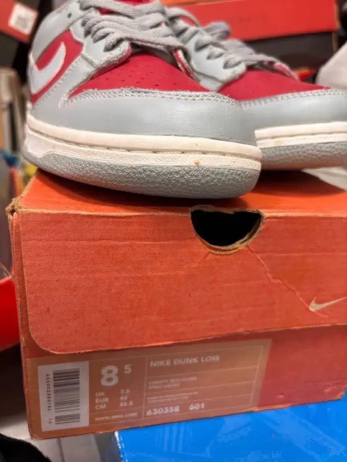 나이키 덩크 로우 회색/레드 265mm 상품이미지1