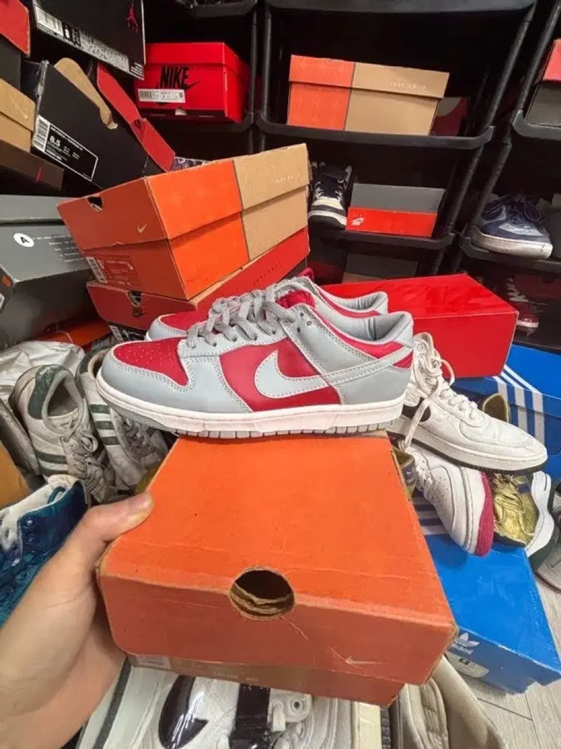 나이키 덩크 로우 회색/레드 265mm 상품이미지4