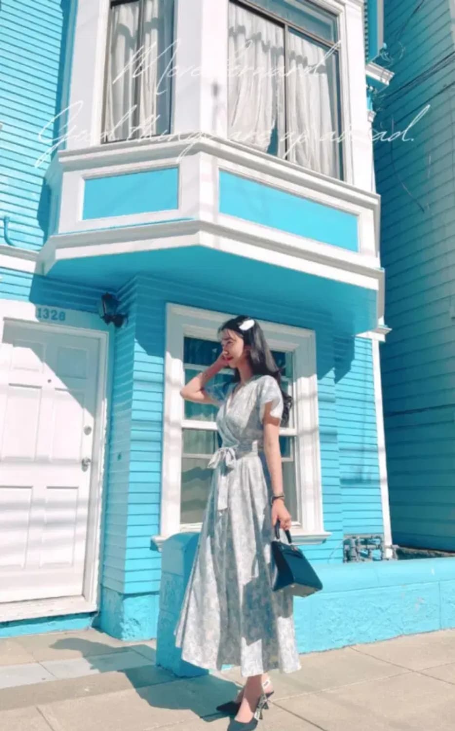 샬롯 부티끄 블루 뜨왈 롱 랩원피스 상품이미지1
