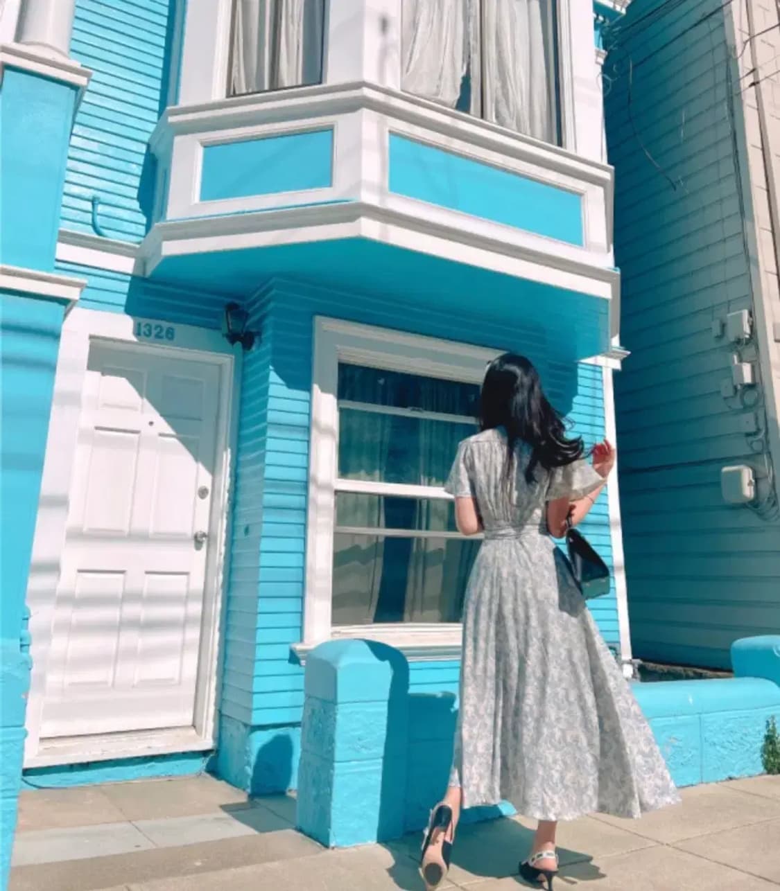 샬롯 부티끄 블루 뜨왈 롱 랩원피스 상품이미지2