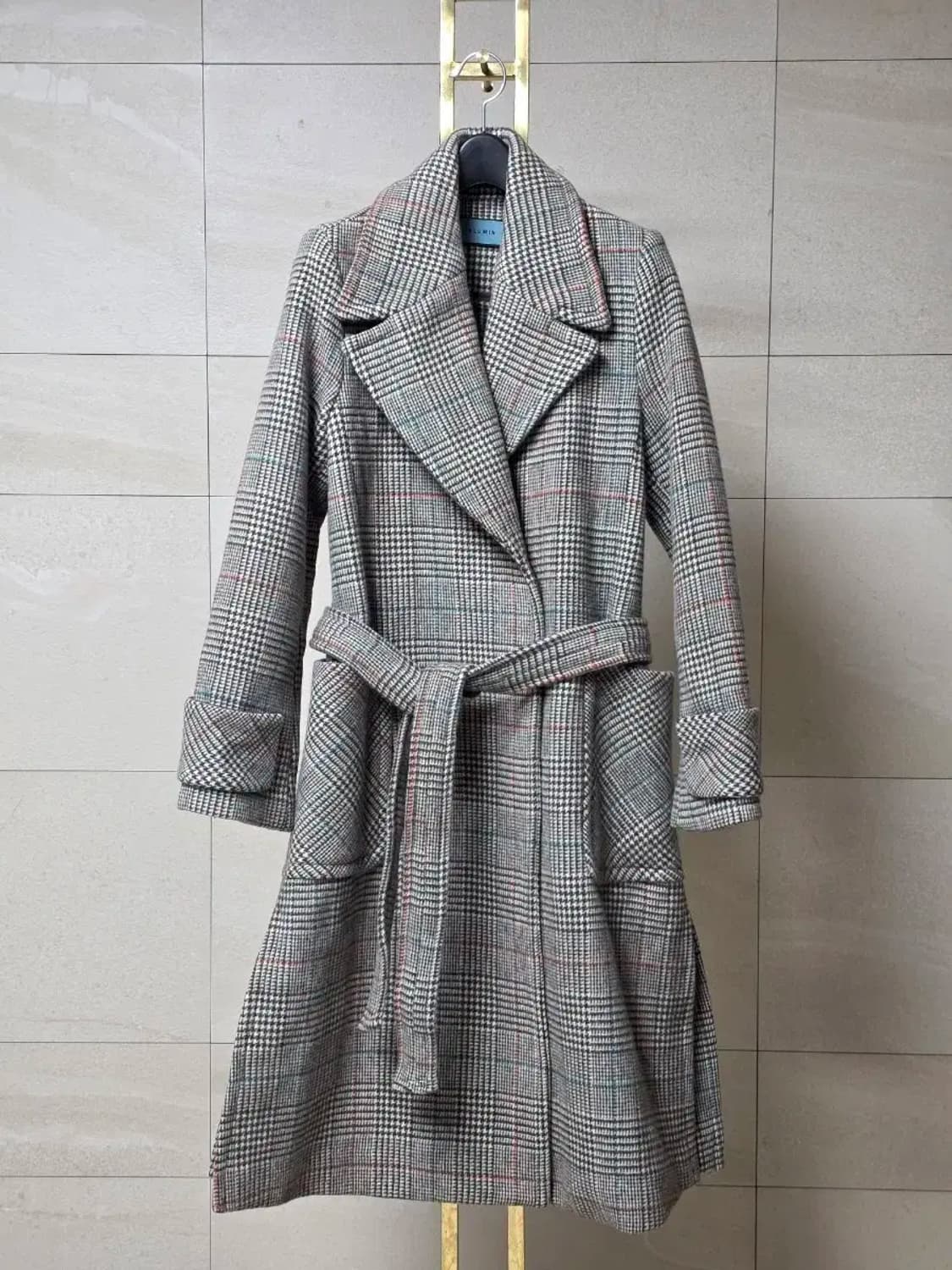 블루민 체크 코트 상품이미지1