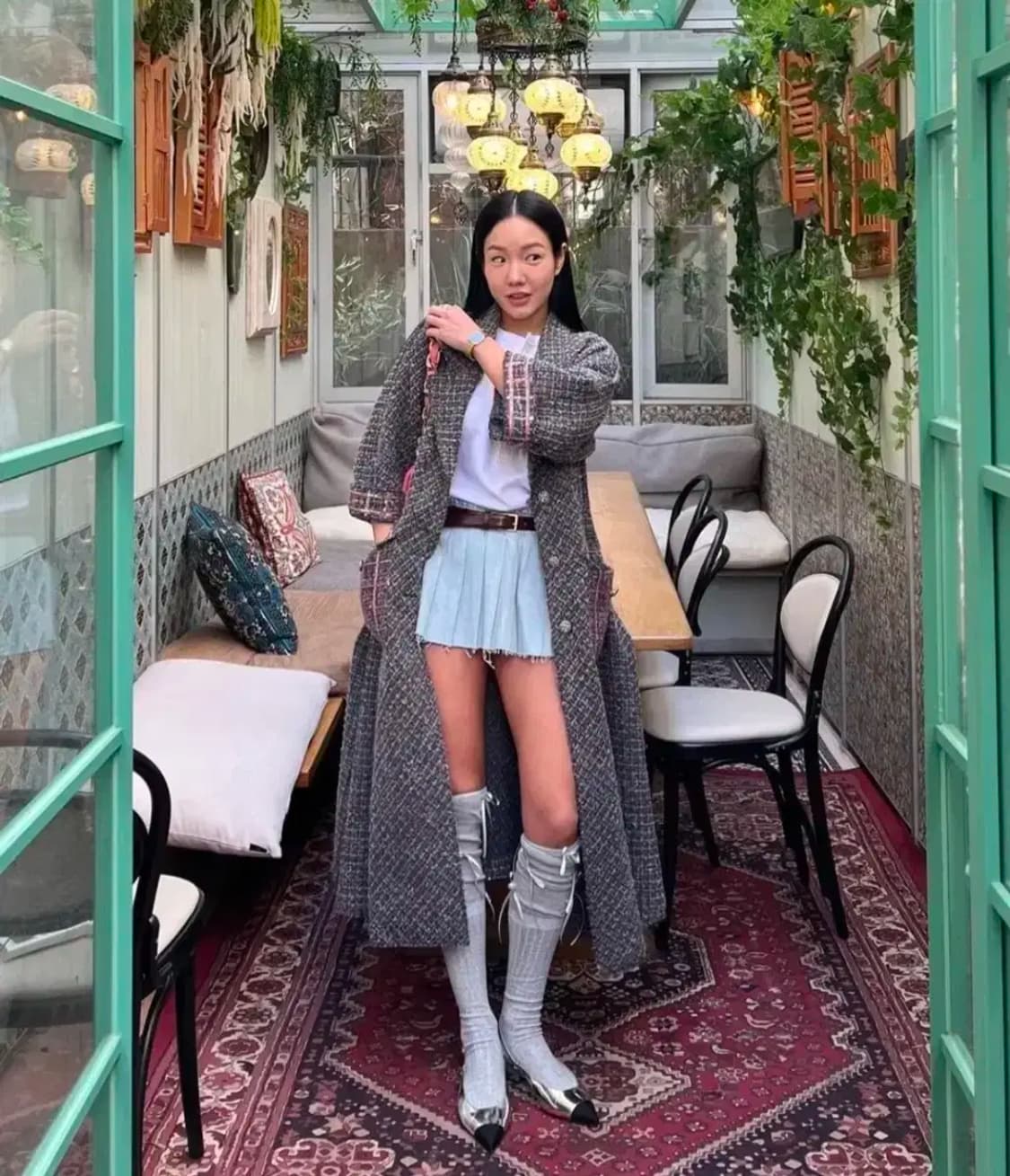 매니모어몽 트윙클 트위드 맥시 가디건 상품이미지1