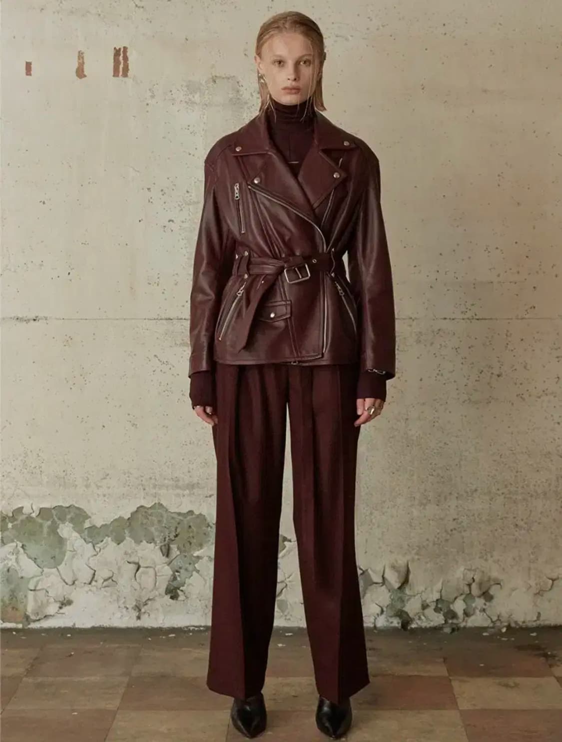 최지우 이주연 착용 musee 뮤제 램스킨 라이더 자켓 상품이미지2