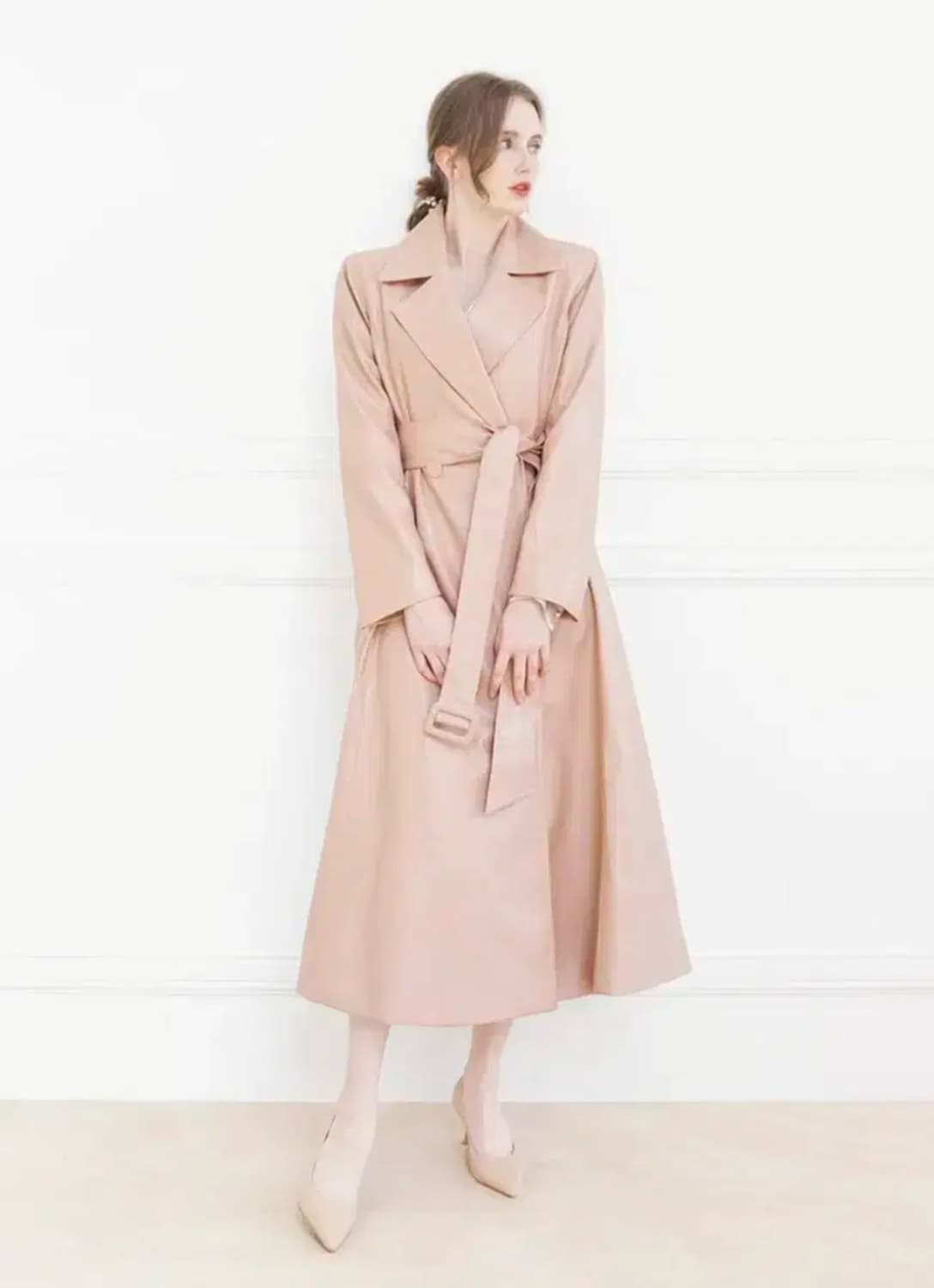 새제품 그레이스유 페이크 레더 롱 코트 상품이미지2