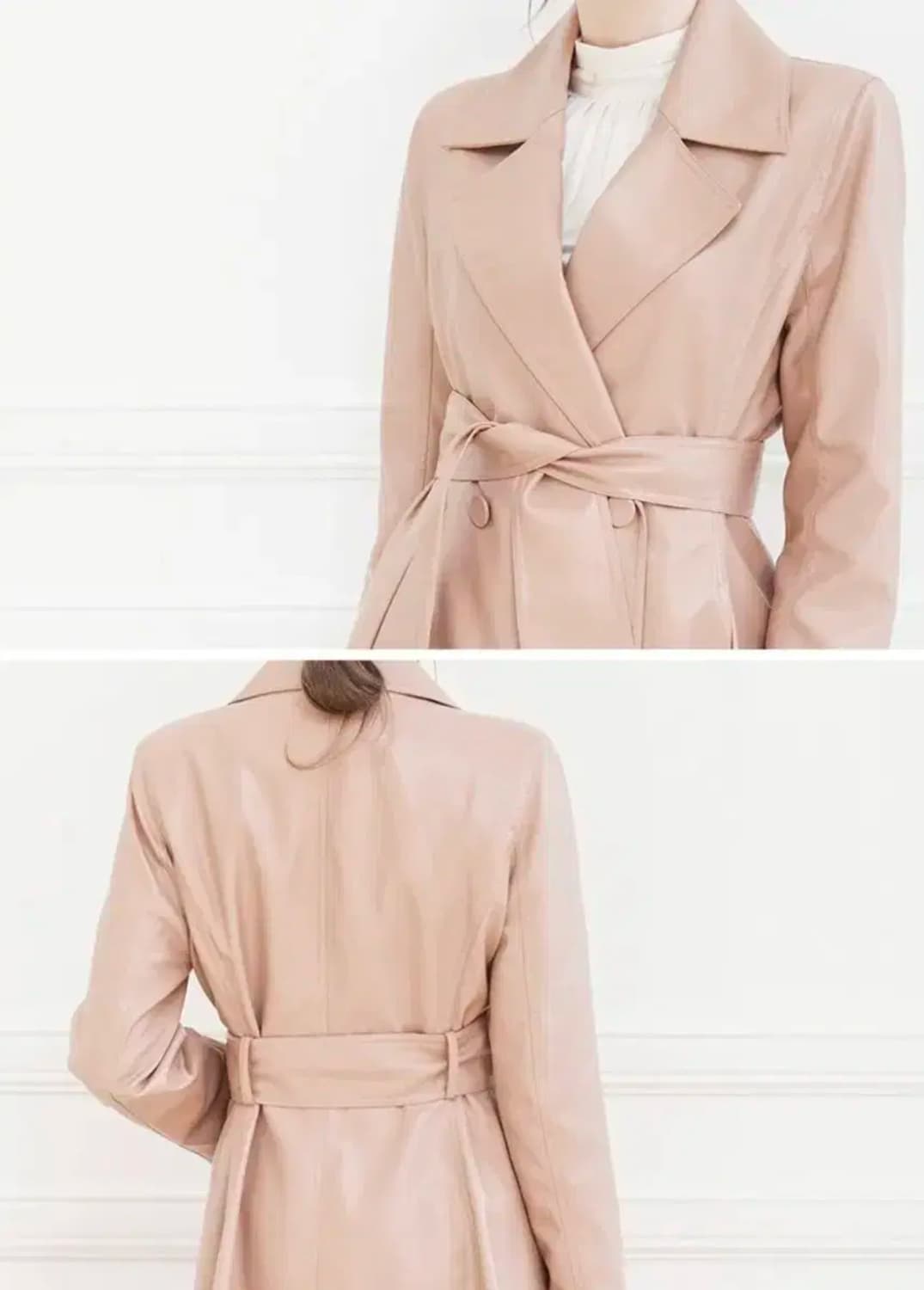 새제품 그레이스유 페이크 레더 롱 코트 상품이미지4