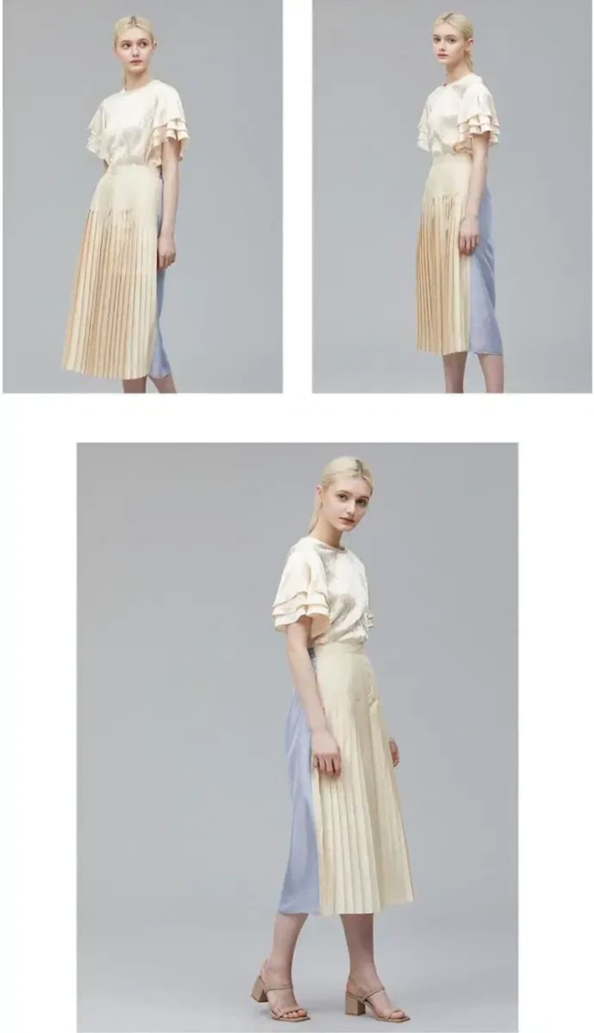 10 MONTH x EENK(잉크) 투톤 플리츠 스커트 상품이미지4