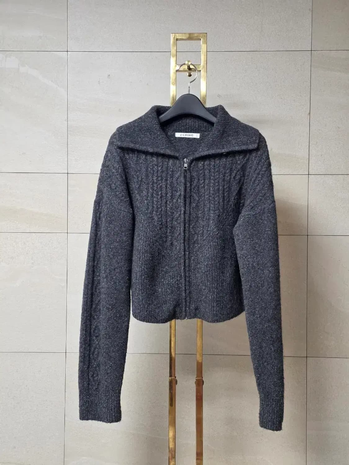 제이청(J.CHUNG) 베이비 알파카 케이블 집업 가디건 상품이미지1