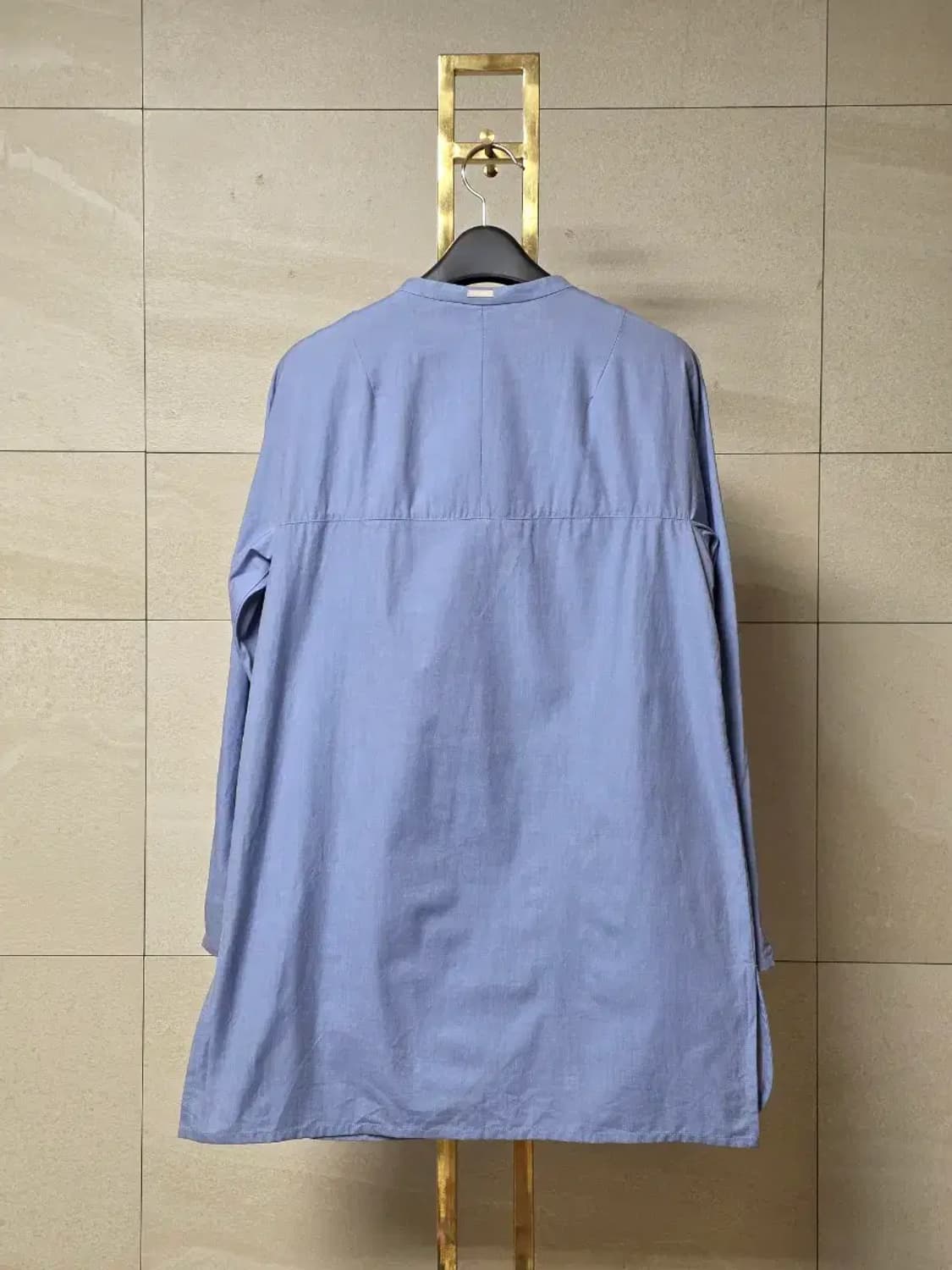 막스마라 100% 코튼 밴드칼라 롱 셔츠 상품이미지4