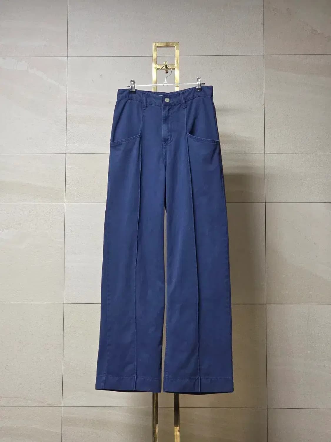 스튜디오테이블 핀턱 와이드 데님 팬츠 네이비 상품이미지1