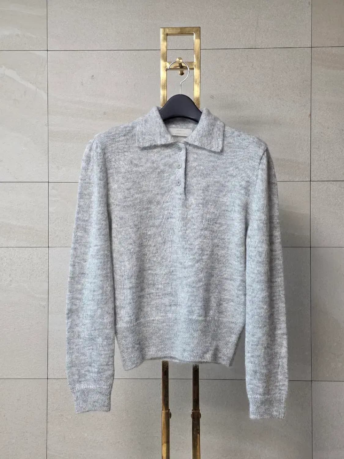 아모멘토 모헤어 울 폴로 니트 그레이 상품이미지1