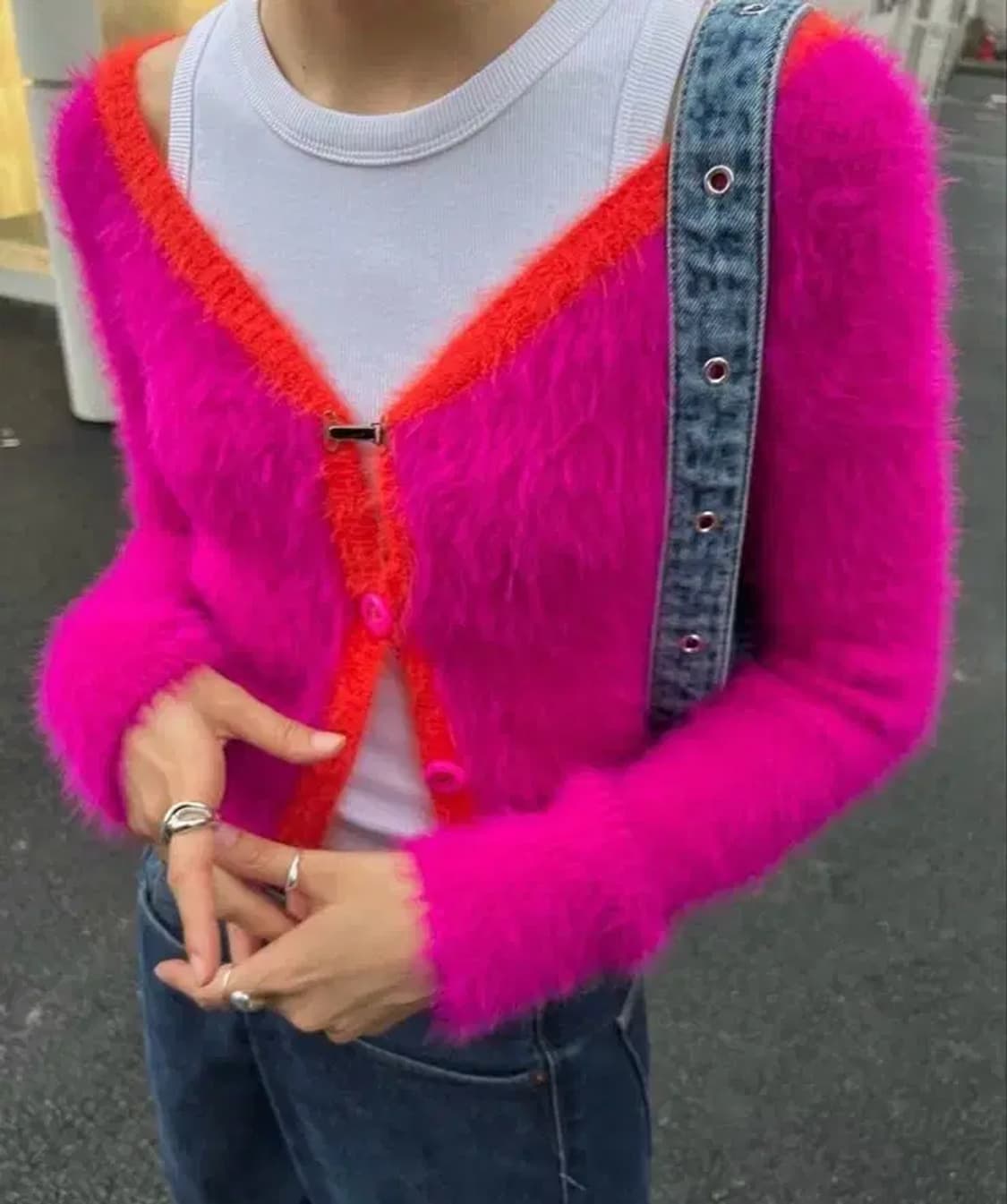 앤더슨벨 설리번 니트 가디건 핑크 상품이미지1