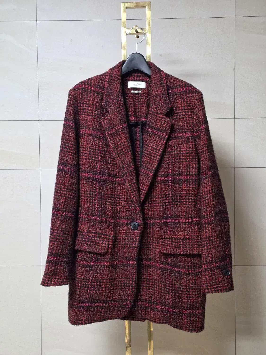 이자벨마랑 에뚜왈 버진울 체크 트위드 자켓 상품이미지1
