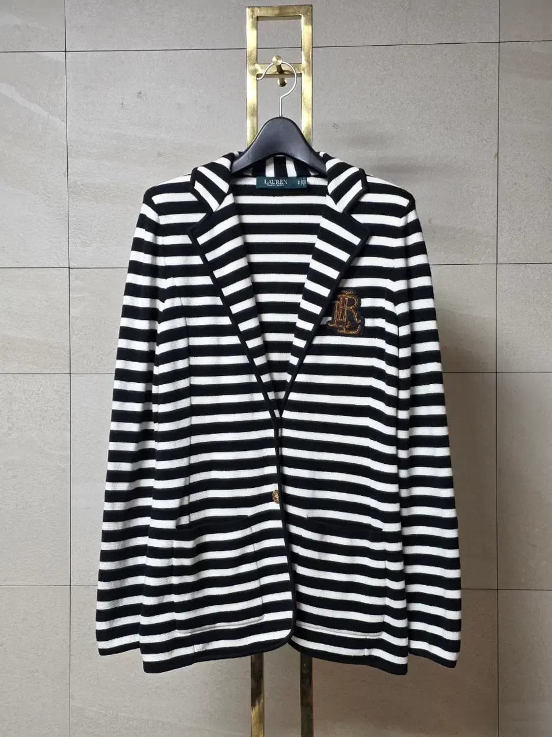 로렌 랄프로렌 금장 엠블럼 스트라이프 니트 자켓 상품이미지2