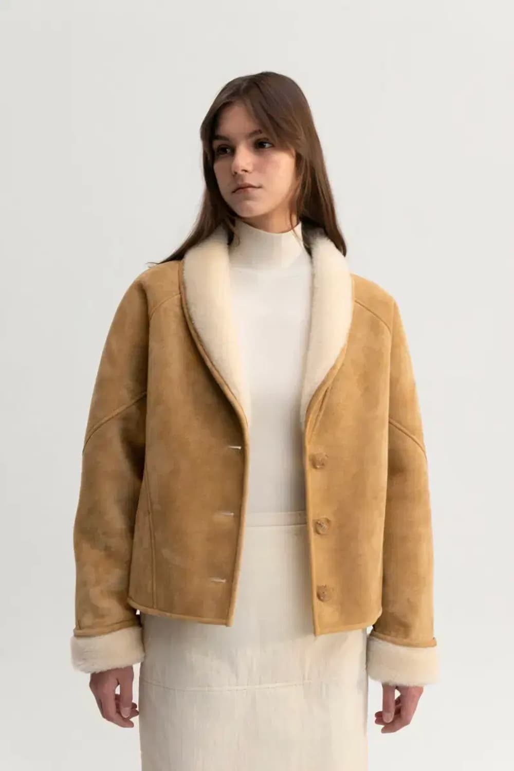 르(le) 시그니처 시어링 자켓 카멜 상품이미지1
