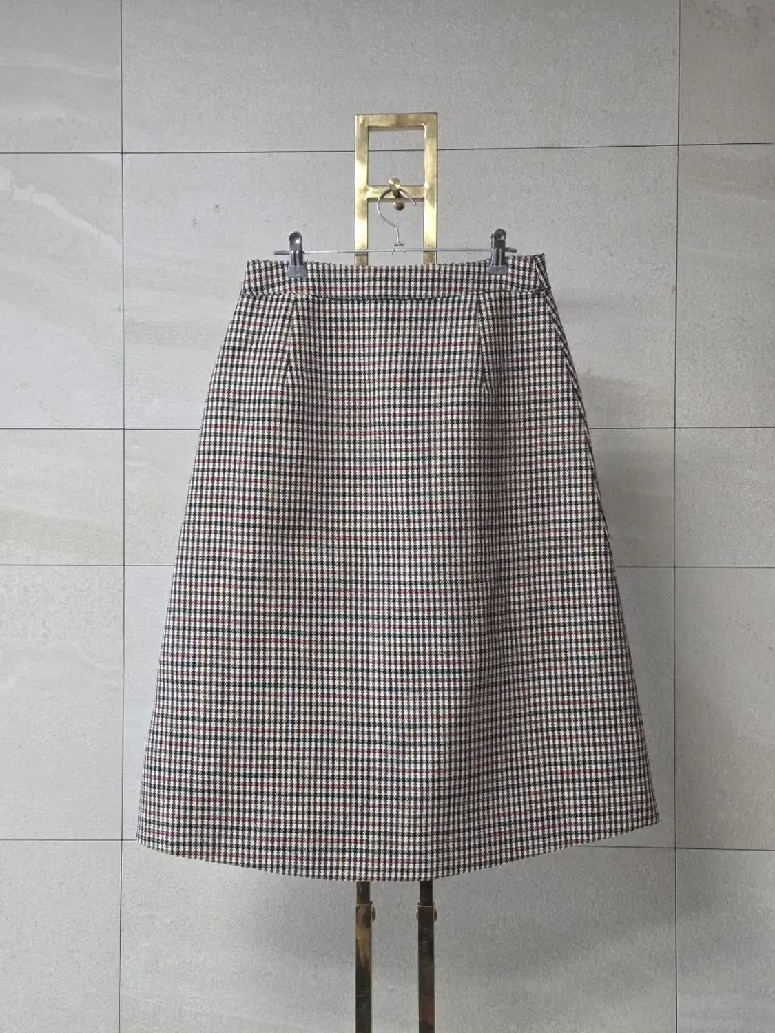 듀엘(DEWL) 하운즈투스 체크 울 혼방 A라인 스커트 상품이미지2