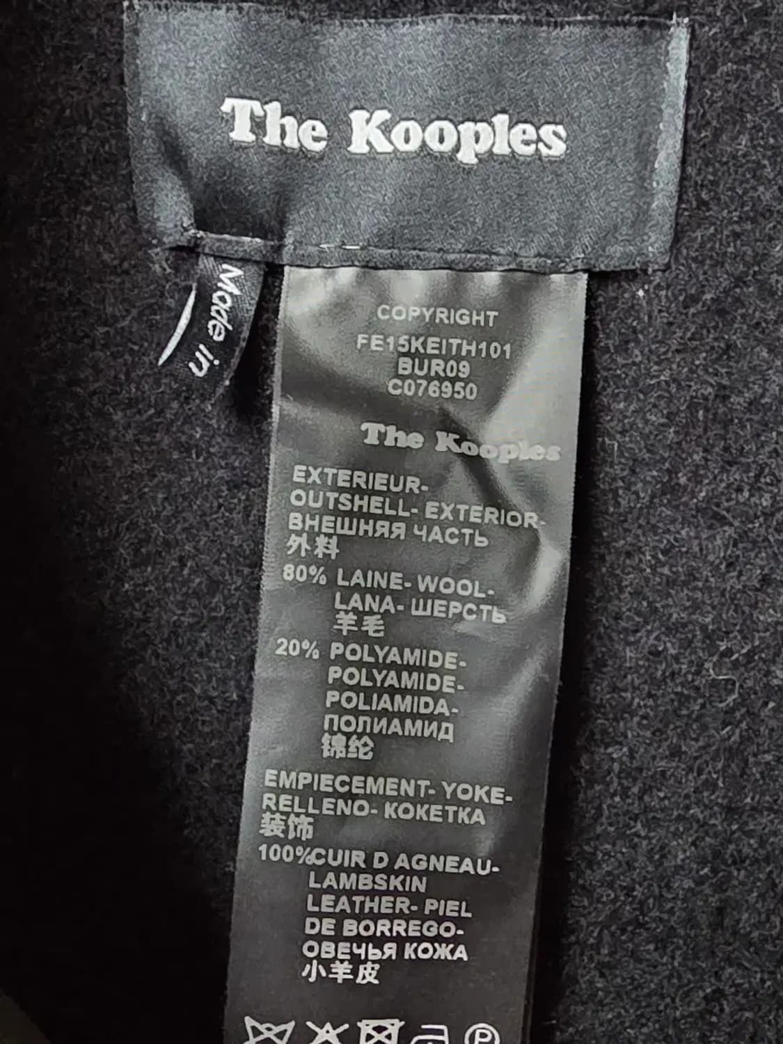 더쿠플스(The Kooples) 리얼 램스킨 칼라 울 체크 판초 상품이미지4