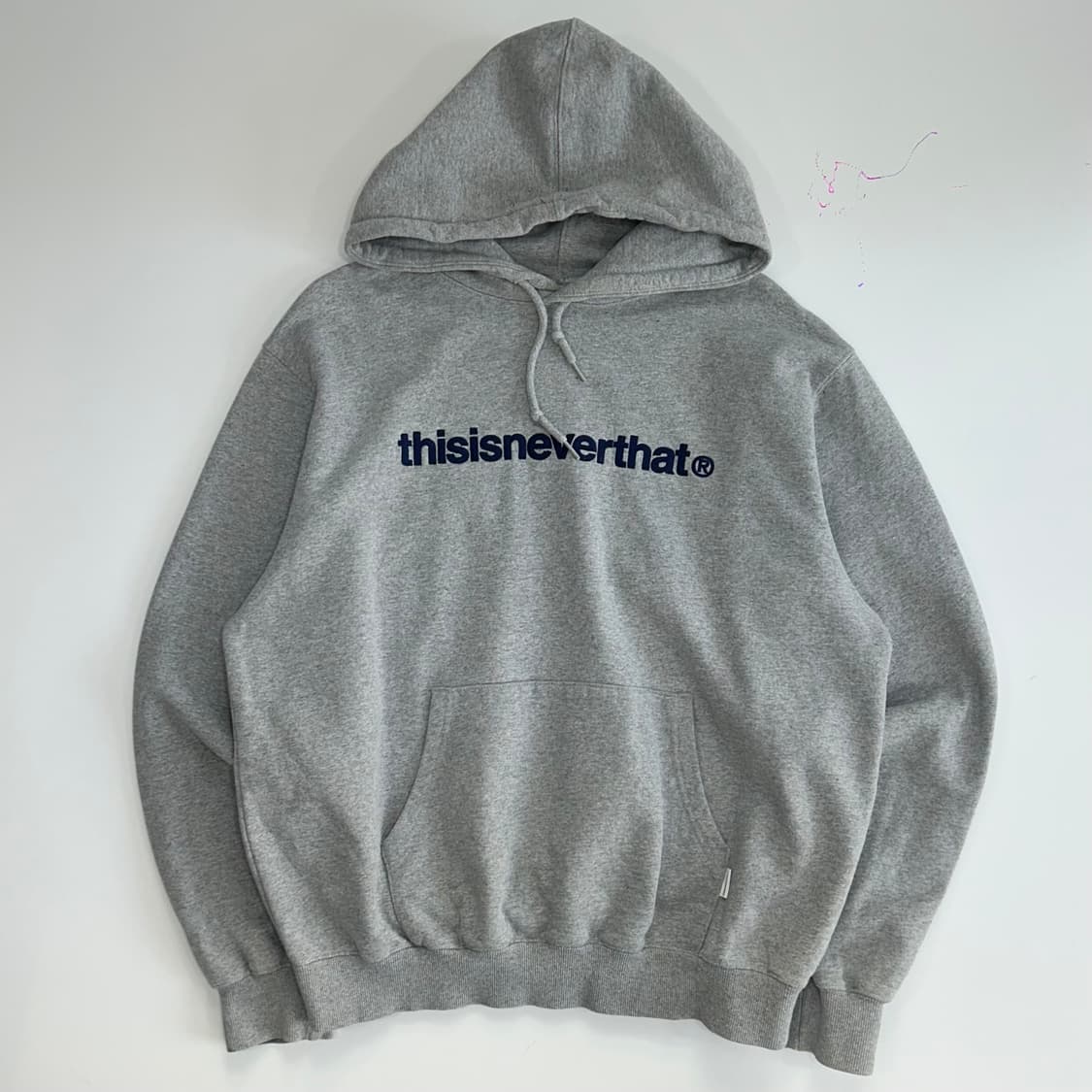 Thisisneverthat 디스이즈네버뎃 네이비 로고 그레이 후드티 상품이미지3