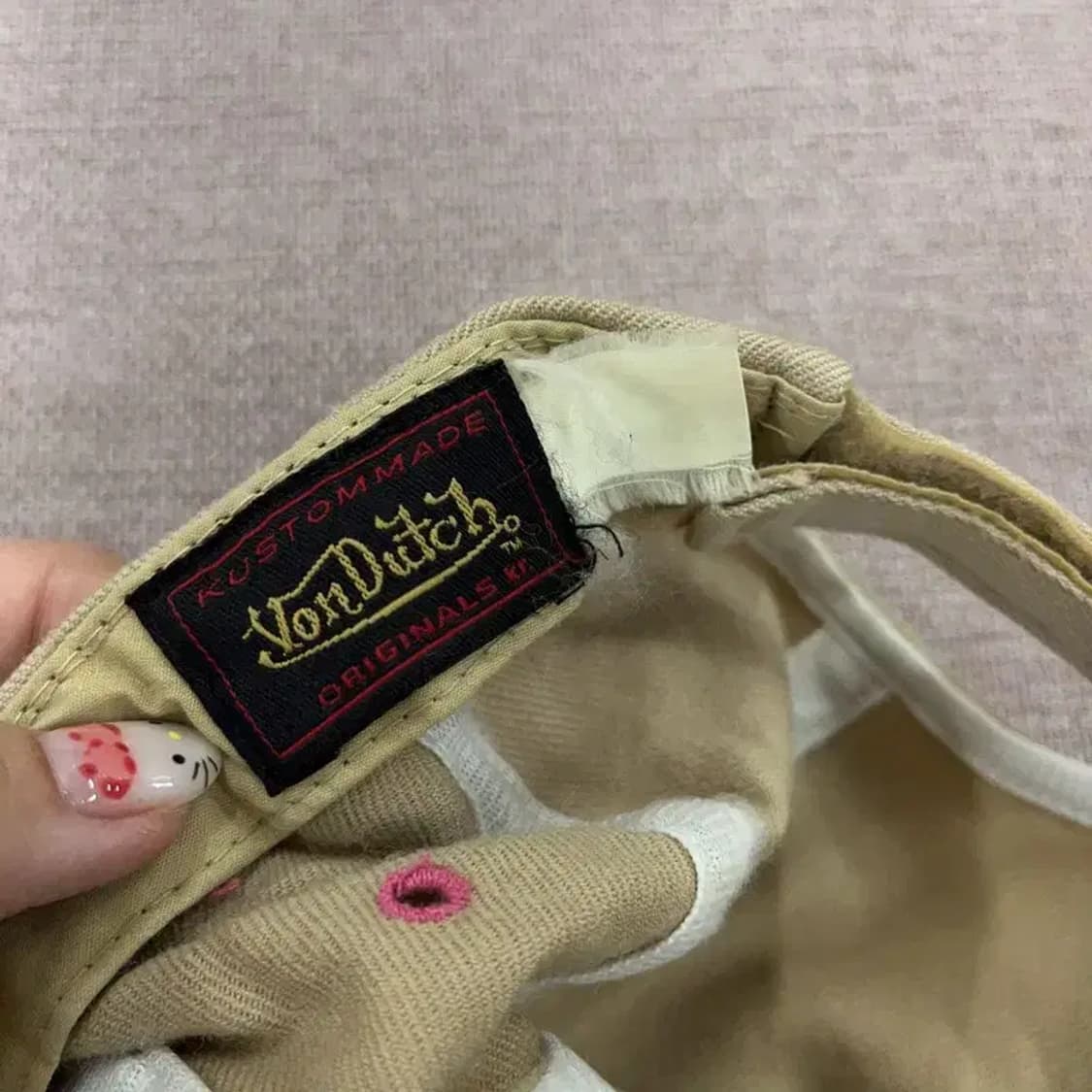 본 더치 핑크 자수 빅로고 베이지 볼캡 G05266 상품이미지5