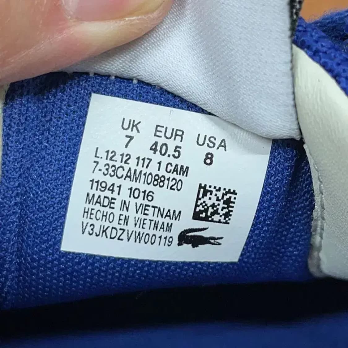 라코스테 캐주얼 블루 스니커즈 운동화 UK7 G08887 상품이미지6