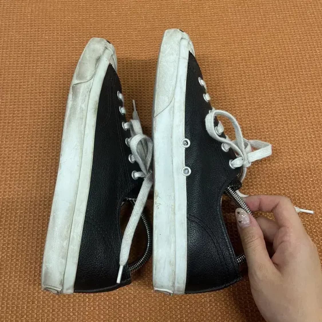 컨버스 잭퍼셀 레더 로우 블랙 스니커즈 신발 245 G07619 상품이미지6