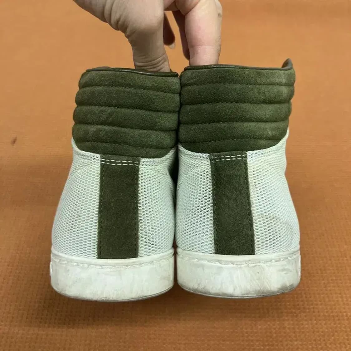 구찌 GUCCI 정품 카키 매쉬 삼선 하이탑 스니커즈 7.5 G07630 상품이미지2