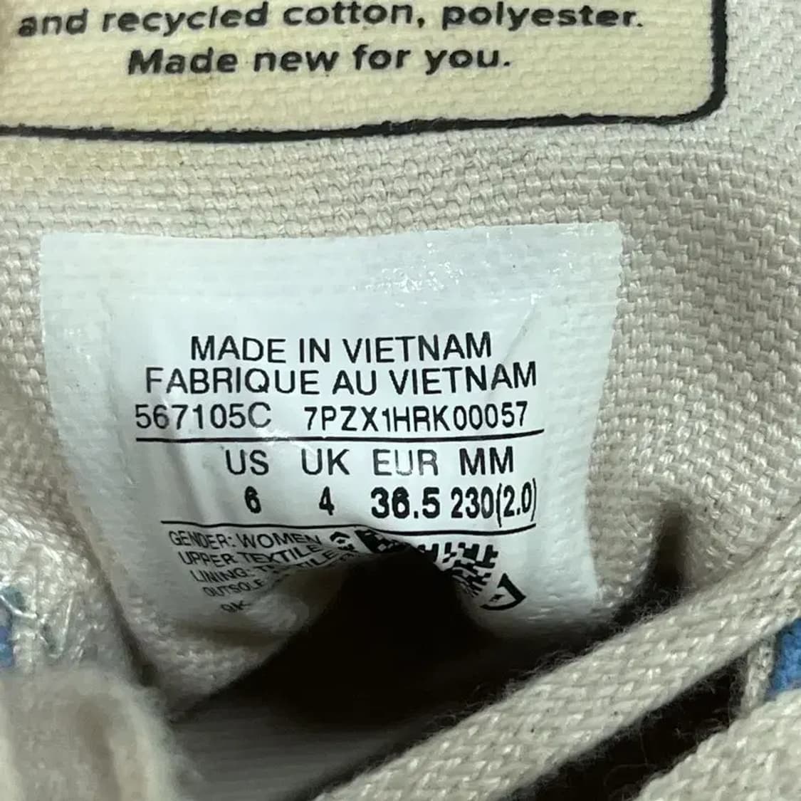 컨버스 척테일러 올스타 리뉴 코튼 리프트 스니커즈 230 G07844 상품이미지5